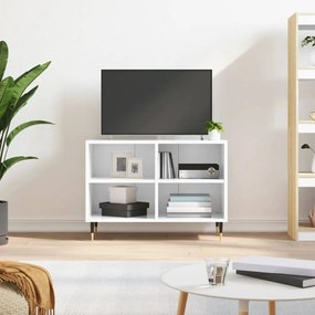 Fehér magasfényű szerelt fa TV-szekrény 69,5x30x50 cm