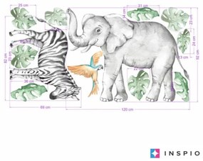 INSPIO Fali matrica - Elefánt és zebra a SZAFARI-ból