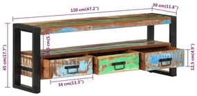 tömör újrahasznosított fa TV-szekrény 120 x 30 x 45 cm