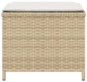 4 db bézs polyrattan kerti szék párnával 40x40x35 cm
