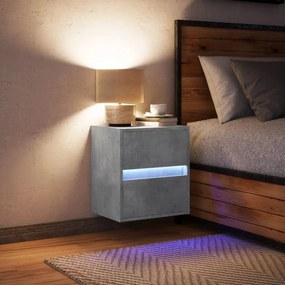 Betonszürke falra szerelhető éjjeliszekrény LED-világítással