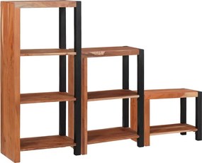 vidaXL Könyvespolc 3 pcs Barna 50 x 30 x 110 cm Tömör Akácfa