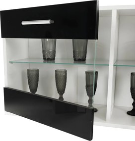 Nappali sor LED világítással, fehér/fekete- extra magas fényű HG, LEO