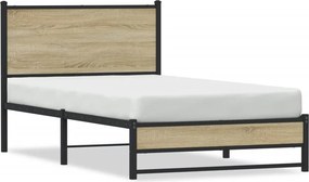 vidaXL sonoma tölgy színű fém ágykeret matrac nélkül 107 x 203 cm