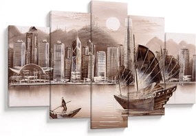 Kép - Victoria Harbour, Hong Kong, szépia hatás (150x105 cm)