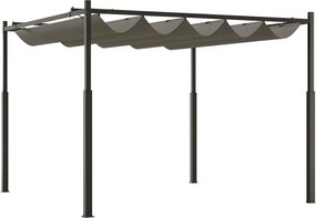 Outsunny 3 x 3 m felhúzható pergola – 180 g/m² poliészter, UPF30+, mágneses rögzítés, szürke | Aosom