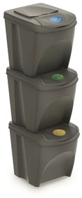 Sortibox Szelektív hulladékgyűjtő kosarak szürke, 25 l, 3 db IKWB20S3 405u