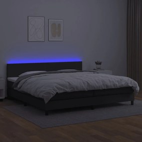 fehér műbőr rugós ágy matraccal és LED-del 200x200 cm