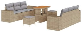 vidaXL Kerti Kanapé Szett 9 pcs Beige és Világosszürke Poly Rattan