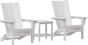 vidaXL Kerti Szék 3 pcs Fehér 80.5 x 74.5 x 92 cm Polietilén