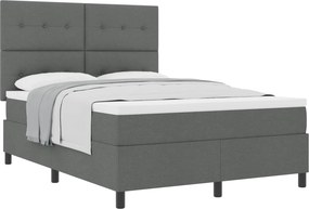 vidaXL Boxrugós ágy matracmal Sötétszürke 140 x 190 cm szövet
