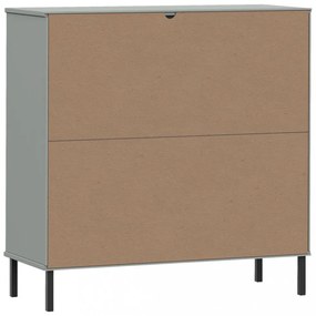 OSLO szürke tömör fa könyvszekrény fém lábakkal 90x35x90,5 cm