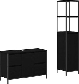vidaXL Fürdőszoba bútor szett 2 pcs Musta tammi Műszaki fa és acél