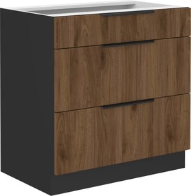 Alsó szekrény, okapi dió/fekete, MENZO 80 D 3S BB