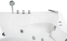 Fehér whirlpool masszázskád LED világítással 207 x 146 cm TOCOA II Beliani