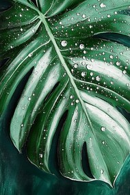 Vászonkép Canvas Természet Monster Levél Filodendron Víz Harmat 80x120