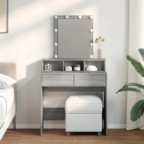 szürke sonoma színű fésülködőasztal LED-del 80 x 41 x 144,5 cm