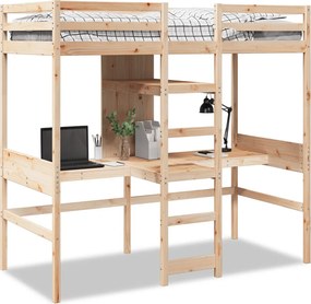 vidaXL tömör fenyő galériaágy-keret matrac nélkül 80 x 200 cm