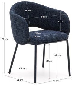 Sötétkék kárpitozott étkezőfotel Maina – Kave Home