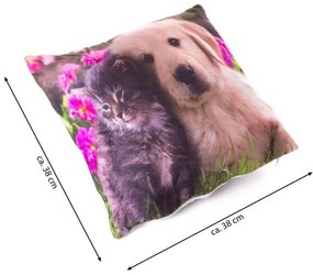 DIVERO Dekoratív párna LED világítással  kutya 38 x 38 cm