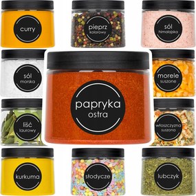 Fűszertartó Tégely Ömlesztett Termékek 200ml Öntapadós Címkék x12db