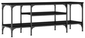 fekete szerelt fa és vas TV-szekrény 121x35x45 cm