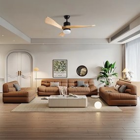 ZEVENTI - LED mennyezeti ventilátor NATURITO LED/18W/230V Wi-Fi Tuya fekete/tölgy + távirányító