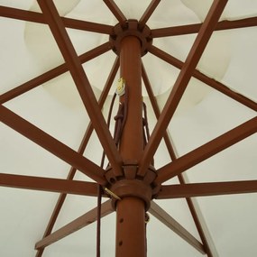 homokfehér kültéri napernyő farúddal 330 cm