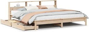 vidaXL tömör fenyőfa könyvespolcos ágy matrac nélkül 200 x 200 cm