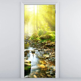 Fotótapéta ajtóra - Folyó a zöld erdőben (95x205cm)