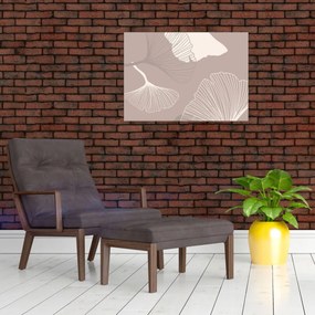 Üveg kép - Bézs színű levelek N⁰1 (70x50 cm)