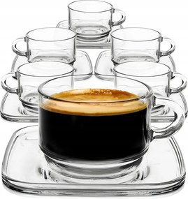 6 Db-os Üvegpohár Teáscsésze Csészealjjal