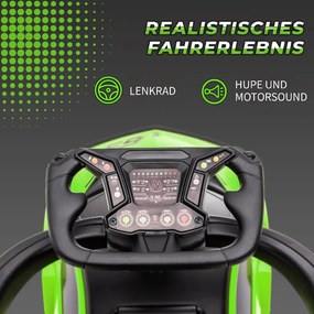 AIYAPLAY Ride-on autó tolókarral, 2 az 1-ben Ride-on jármű kormánykerékkel, kürttel, lábtartóval, üléstárolóval, zöld