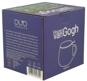 Monet porcelán öblös teás bögre fém szűrővel - 430 ml - Íriszek