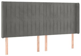 világosszürke bársony LED-es fejtámla 163x16x118/128 cm
