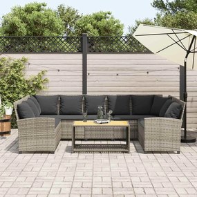világosszürke polyrattan kerti kanapé párnával
