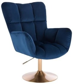 HR650N Tengerkék modern velúr szék arany lábbal