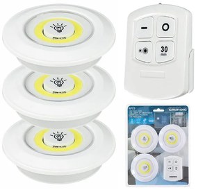 3 db-os elemes öntapadós, 16 COB LED-es lámpa készlet, távirányítóval