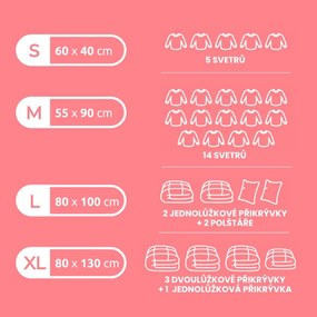Tömörítő Aspispace 3x M 70 l, 2x L 120 l, 5 dbvákuumos tároló zsákok készlete, 5 db