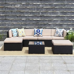 Catini Sevilla Kerti rattan sarokgarnitúra - fekete