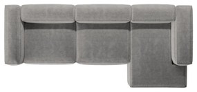 Világosszürke kordbársony sarokkanapé (jobb oldali-heverő résszel) Bergano – Cosmopolitan Design