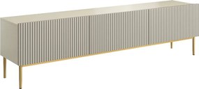 Nicole RTV szekrény 200 cm fiókkal, fém lábakon - kasmír / arany lábak