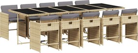 vidaXL 11részes vegyes bézs polyrattan kerti étkezőgarnitúra párnákkal