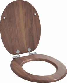 vidaXL Lágy záródású WC ülőke Barna 44 x 38 cm MDF lap