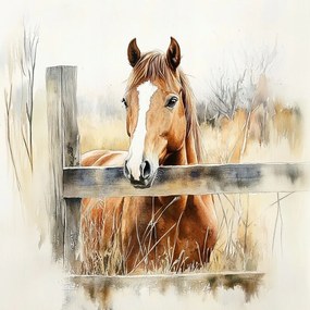 Vászonkép Canvas Természet Állat Ló Gesztenye Rét Farm Mező 40x40