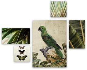 Vászon kép szett, papagáj, 70x150 cm, zöld - VIVIFIANT