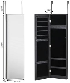 Casaria® Ékszerszekrény 31,5x9x110 cm