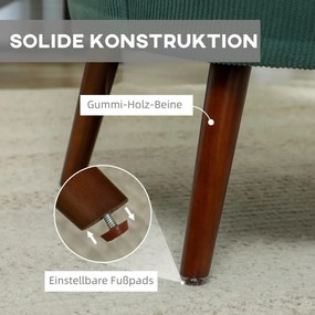 HOMCOM Modern fotel, kárpitozott kiegészítő fotel ágyéki párnával, gumifa lábak, sötétzöld