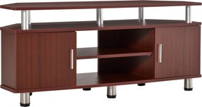 HOMCOM Klasszikus TV állvány nappaliba, 2 polccal és 2 szekrénnyel, MDF és rozsdamentes acél, Barna, 120x39,5x52cm | Aosom