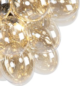 Okos függőlámpa fekete borostyánsárga üveggel, 8 WiFi G9-es foglalattal - Uvas